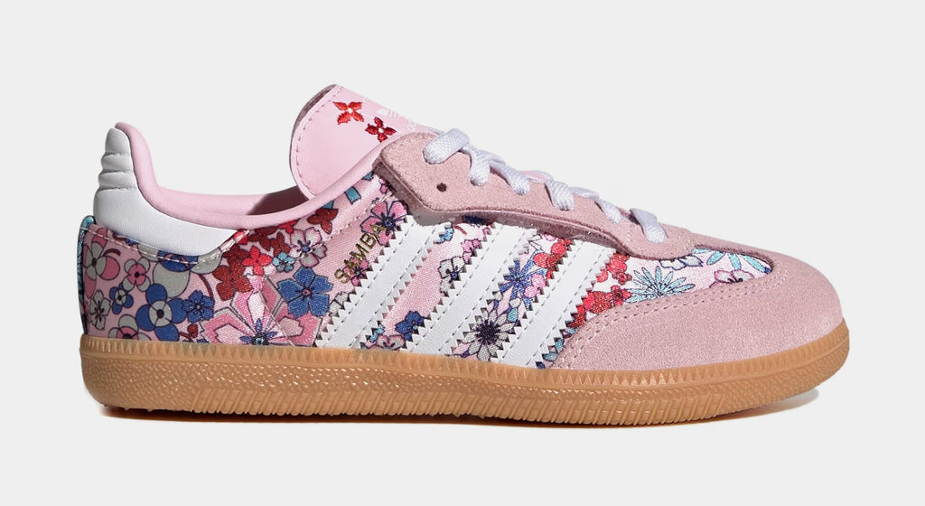 Liberty London Samba OG Comfort Closure Elastic Lace Preschool Lifestyle Shoes (Clear Pink/Cloud White/Gum)