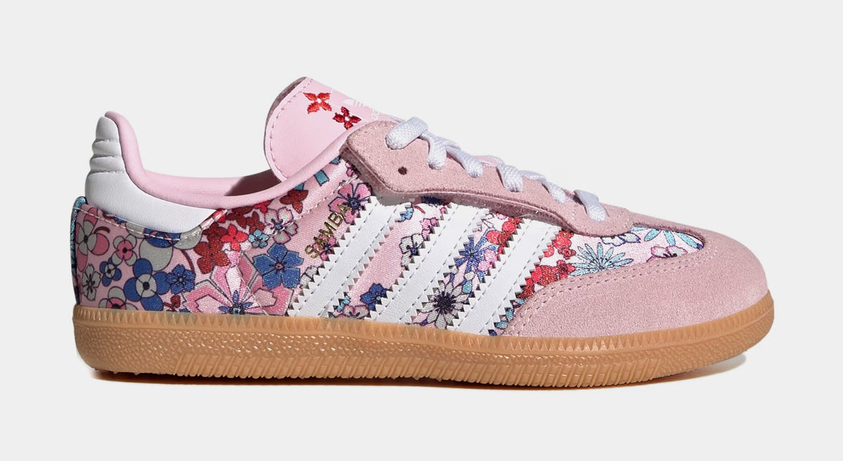 Liberty London Samba OG Comfort Closure Elastic Lace Preschool Lifestyle Shoes (Clear Pink/Cloud White/Gum)