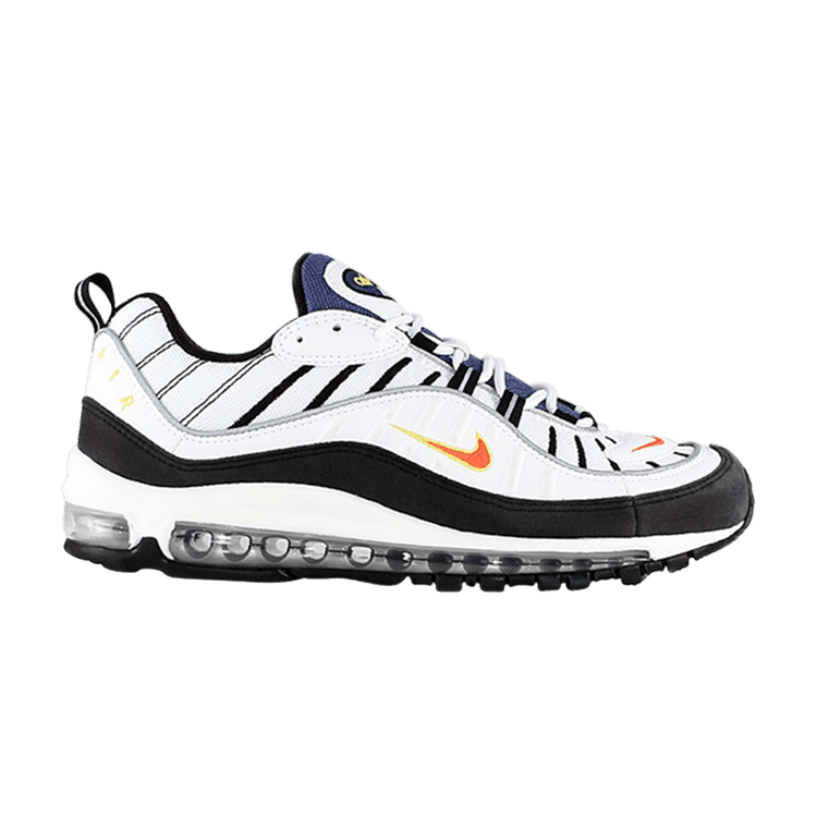 Nike Air Max 98 — White/Orange-Black-Varsity Maize