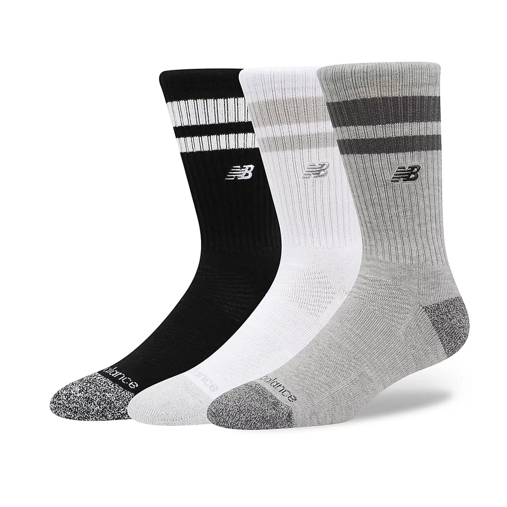 Men's Active Premium Stripe Crew Socks 3 Pack