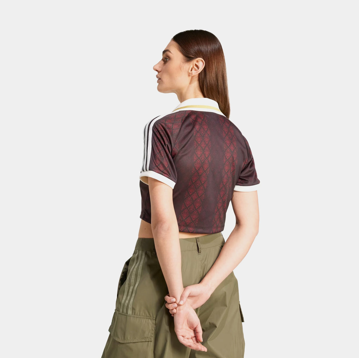 Originals Retro Crop Polo Womens Short Sleeve Shirt (Night Brown/Night Red)