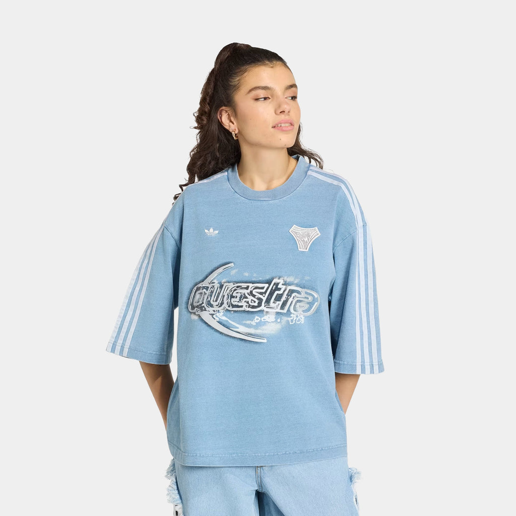 Adilenium Season 5 Oversized Denim Womens Short Sleeve Shirt (Light Blue)