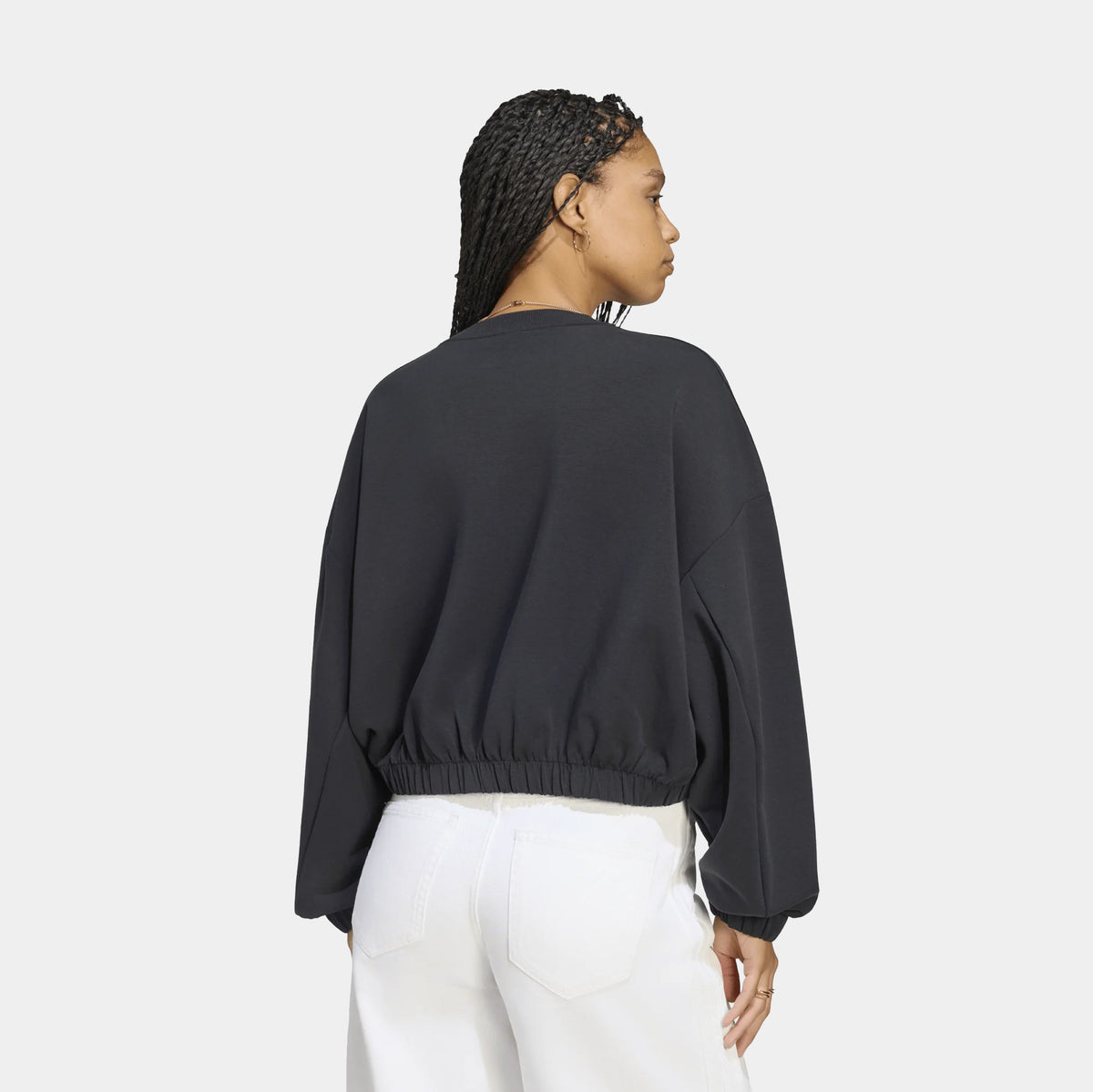 Oversized Fleece Womens Crewneck (Black)