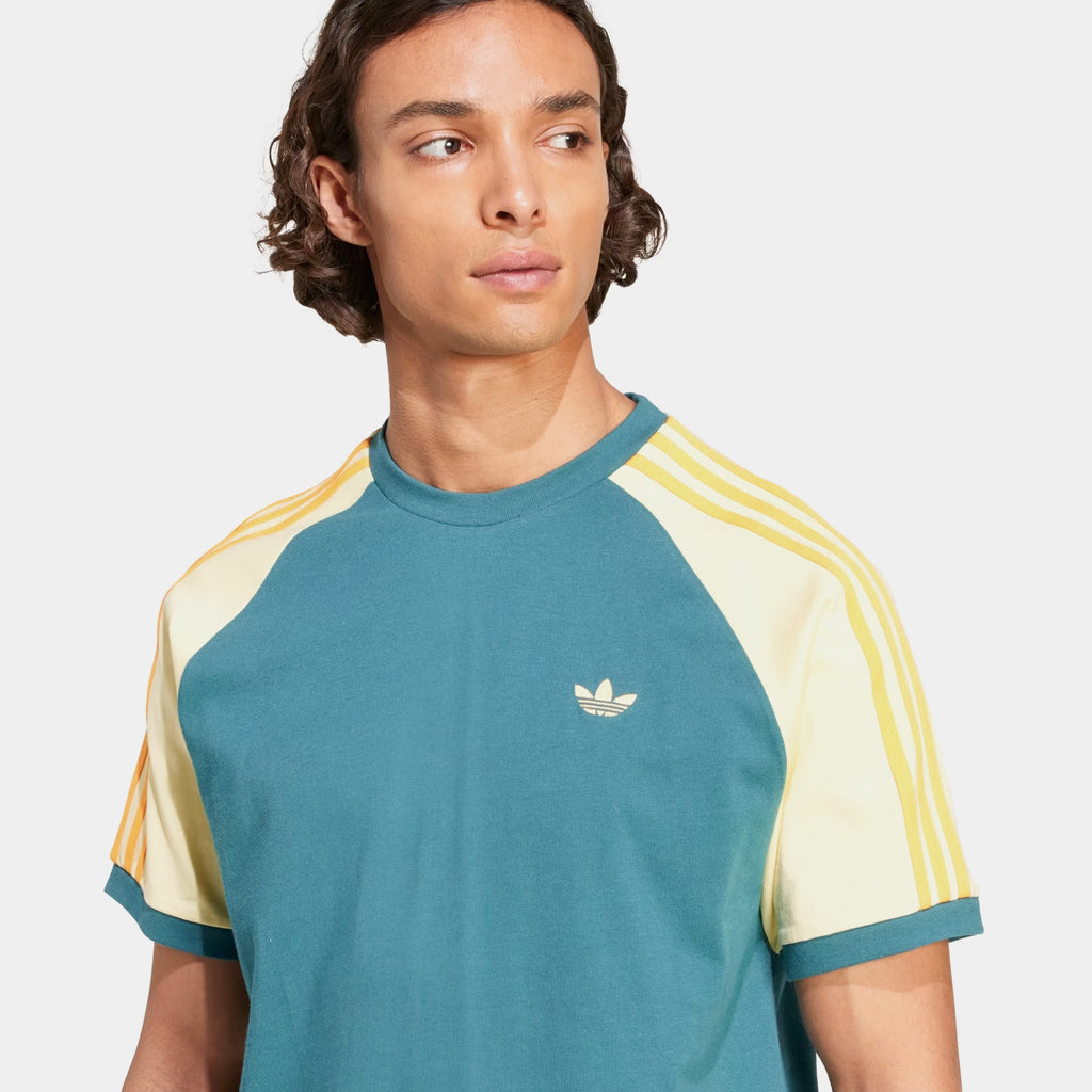 Original Cali 3 Stripes Mens Short Sleeve Shirt (Tech Green/Almost Yellow/Hazy Orange)