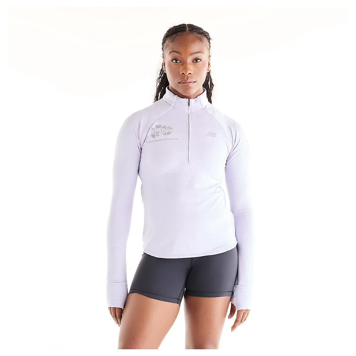 Women's NYC Marathon Athletics Heat Grid 50th Boroughs 1/2 Zip