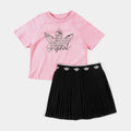 Raglan Tee Bubble Skort Infant Toddler Set (Pink/Black)