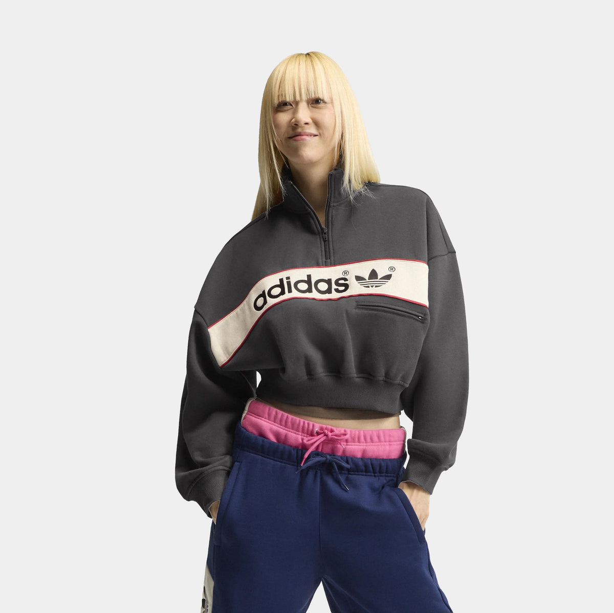 Adisignature NY Quarter Zip Womens Sweatshirt (Utility Black)