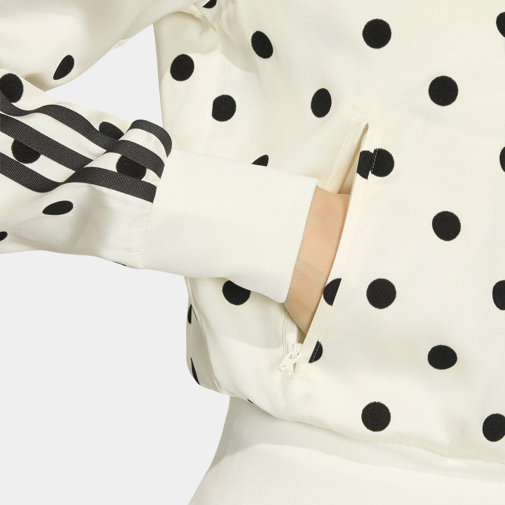 Satin Polka Dots Track Womens Jacket (Off White)