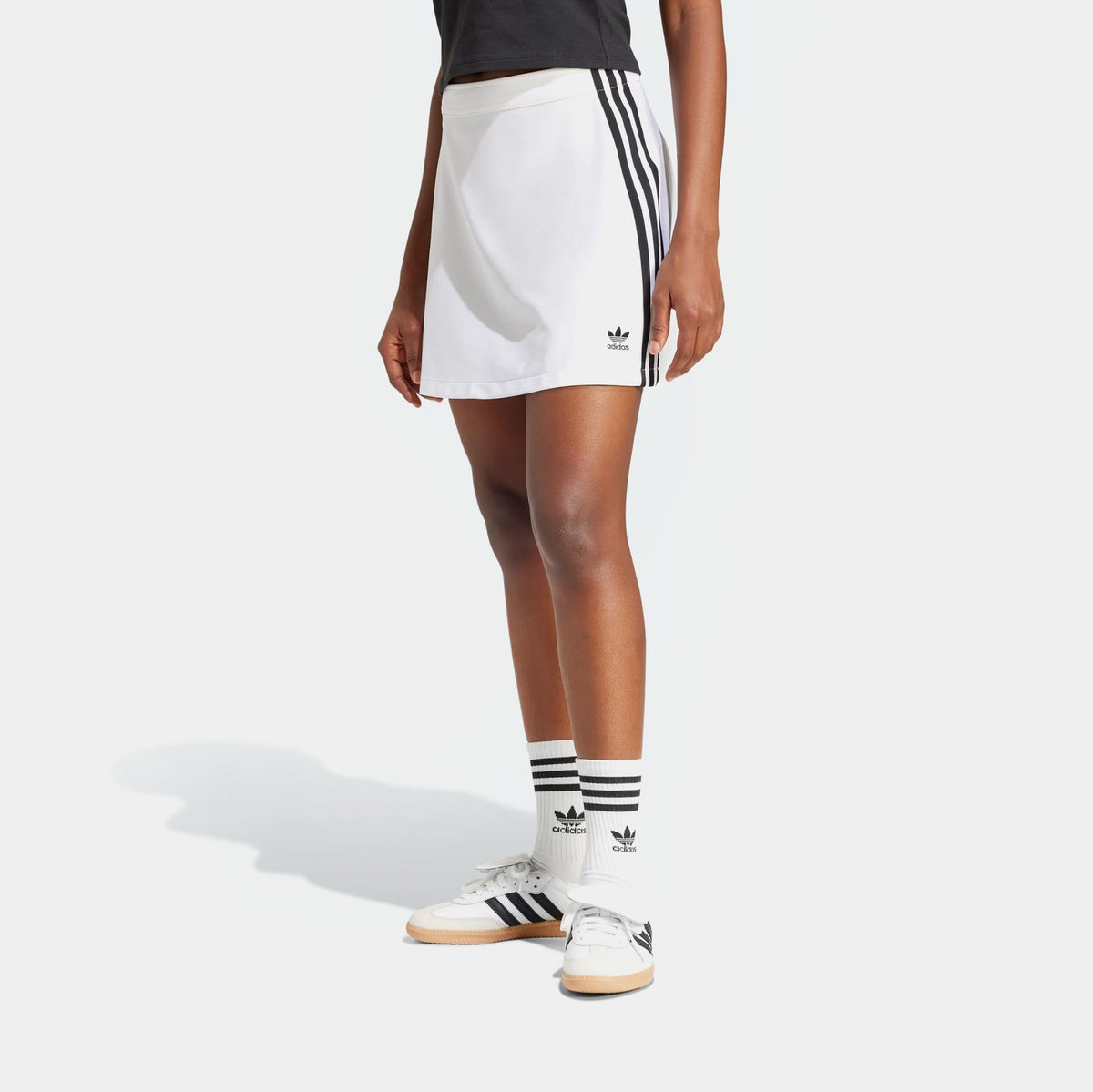 Adicolor 3 Stripes Mini Womens Skirt (White/Black)