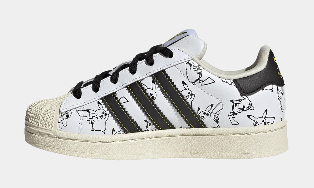 Pokemon x Adidas Superstar II Pikachu Preschool Lifestyle Shoes (Cloud White/Core Black/Gold Metallic)