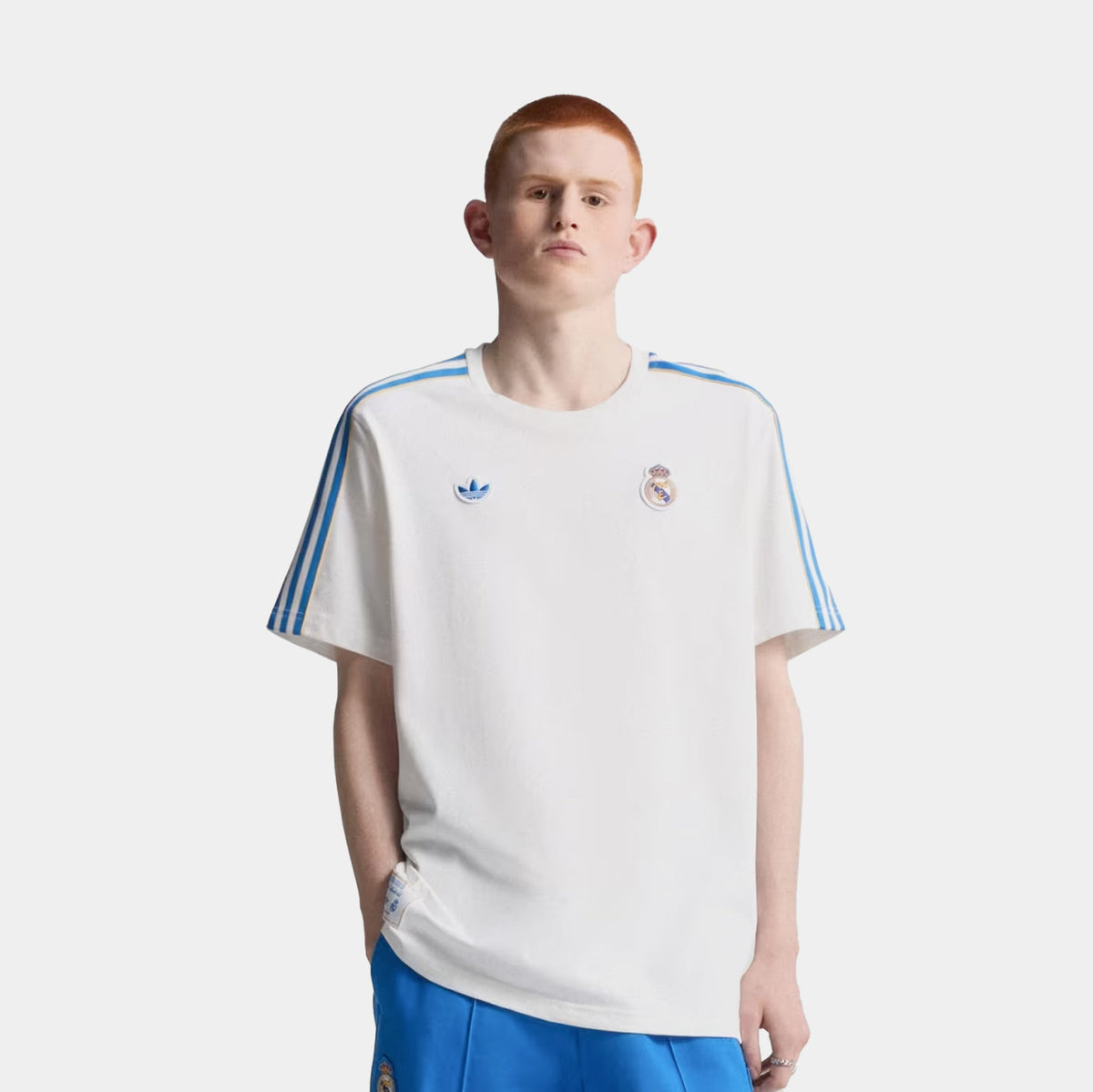 Real Madrid Terrace Icon Mens Short Sleeve Shirt (White/Blue)