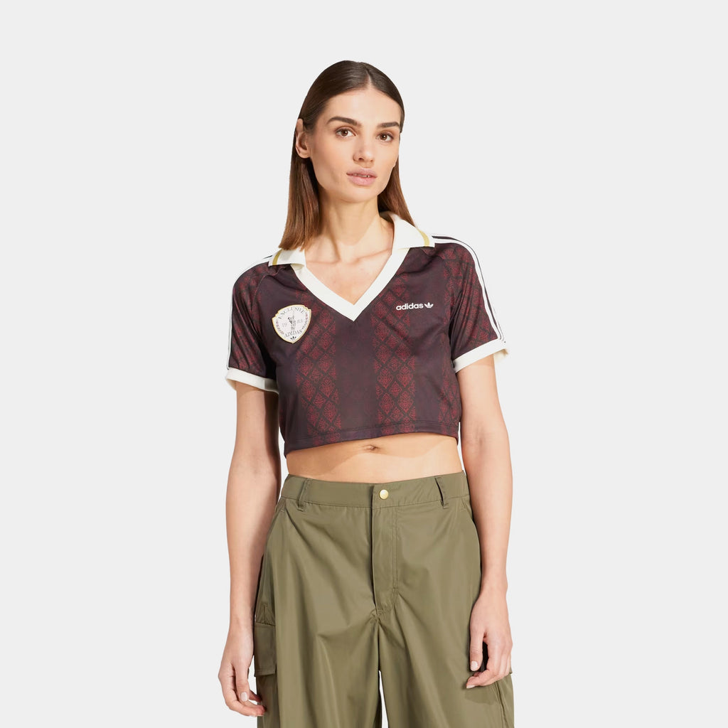 Originals Retro Crop Polo Womens Short Sleeve Shirt (Night Brown/Night Red)
