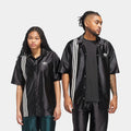 Summer Shooting Button Up Mens Short Sleeve Shirt (Black/Beige)