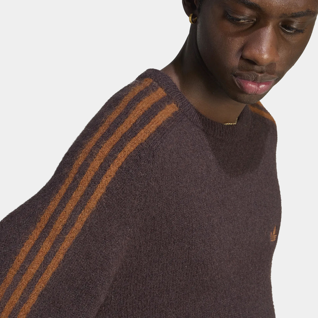 3 Stripes Fluffy Knit Mens Crewneck (Aurora Coffee)