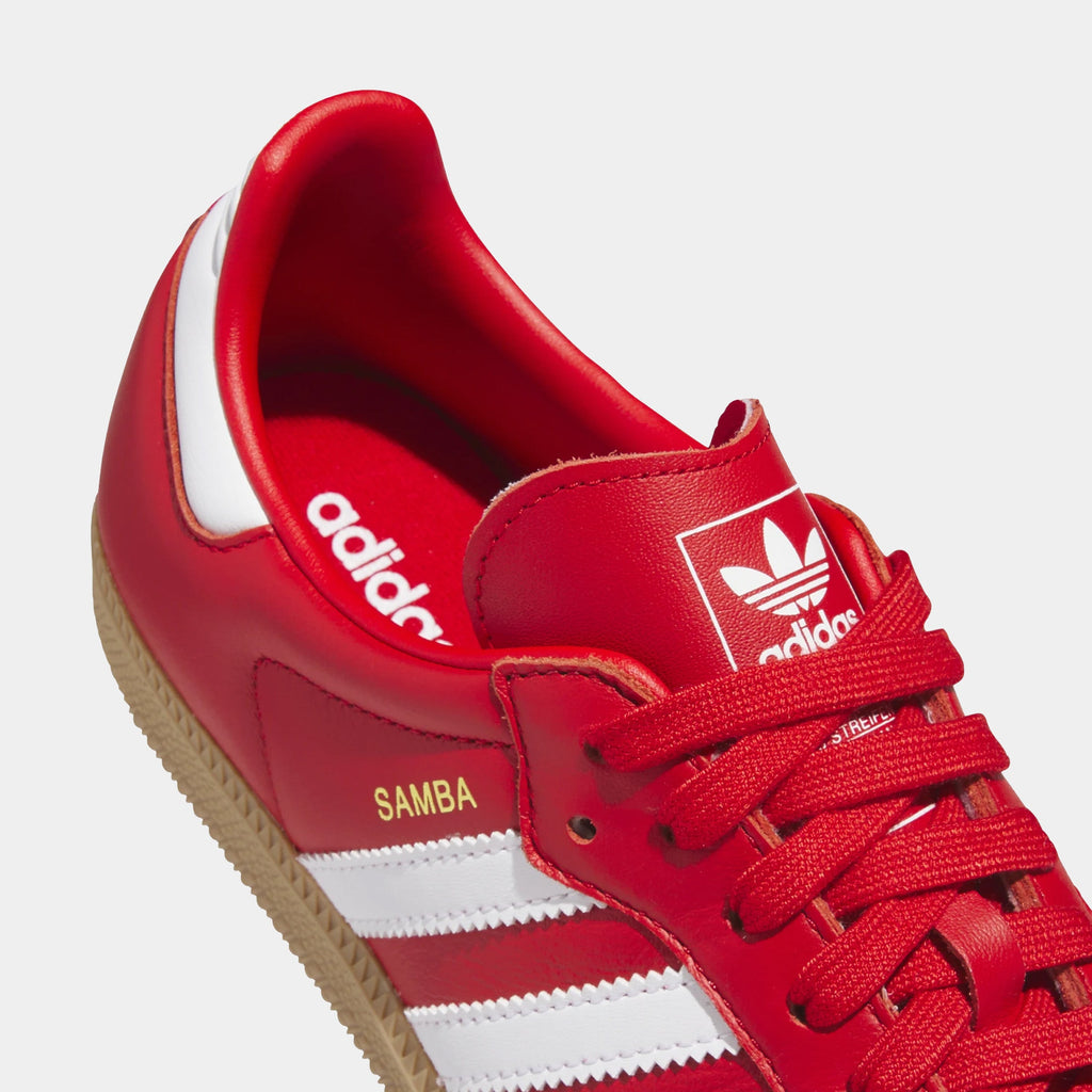 Samba OG Better Scarlet White Gold Womens Lifestyle Shoes (Better Scarlet/Footwear White/Gold Metallic)