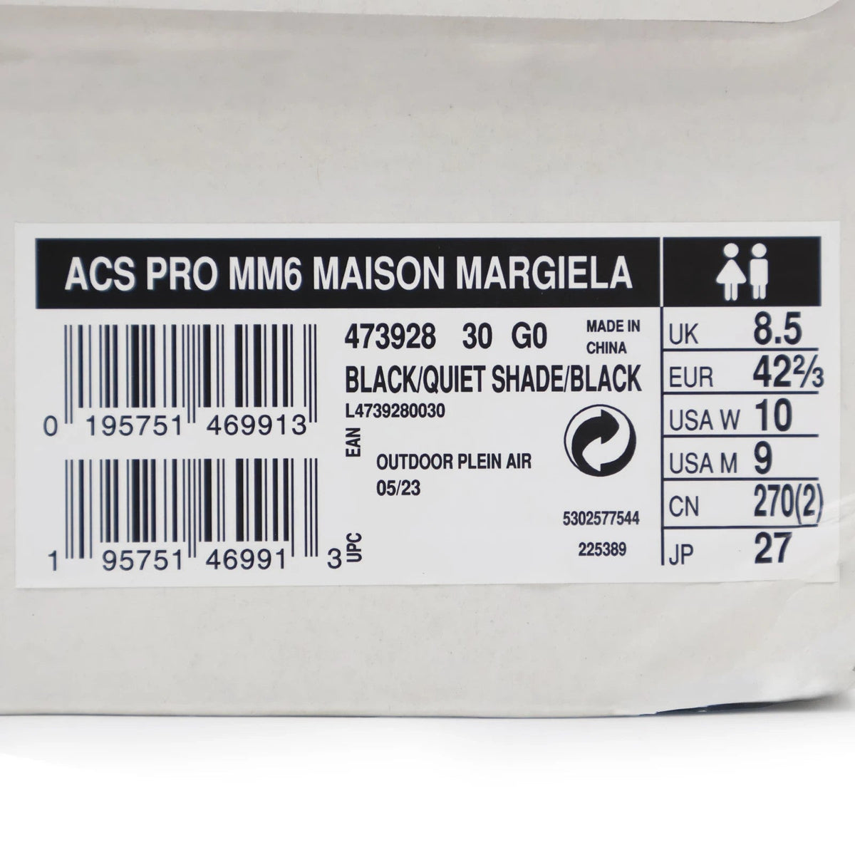 L47392800 MM6 Maison Margiela Salomon ACS Pro Black Quiet Shade (Men's)