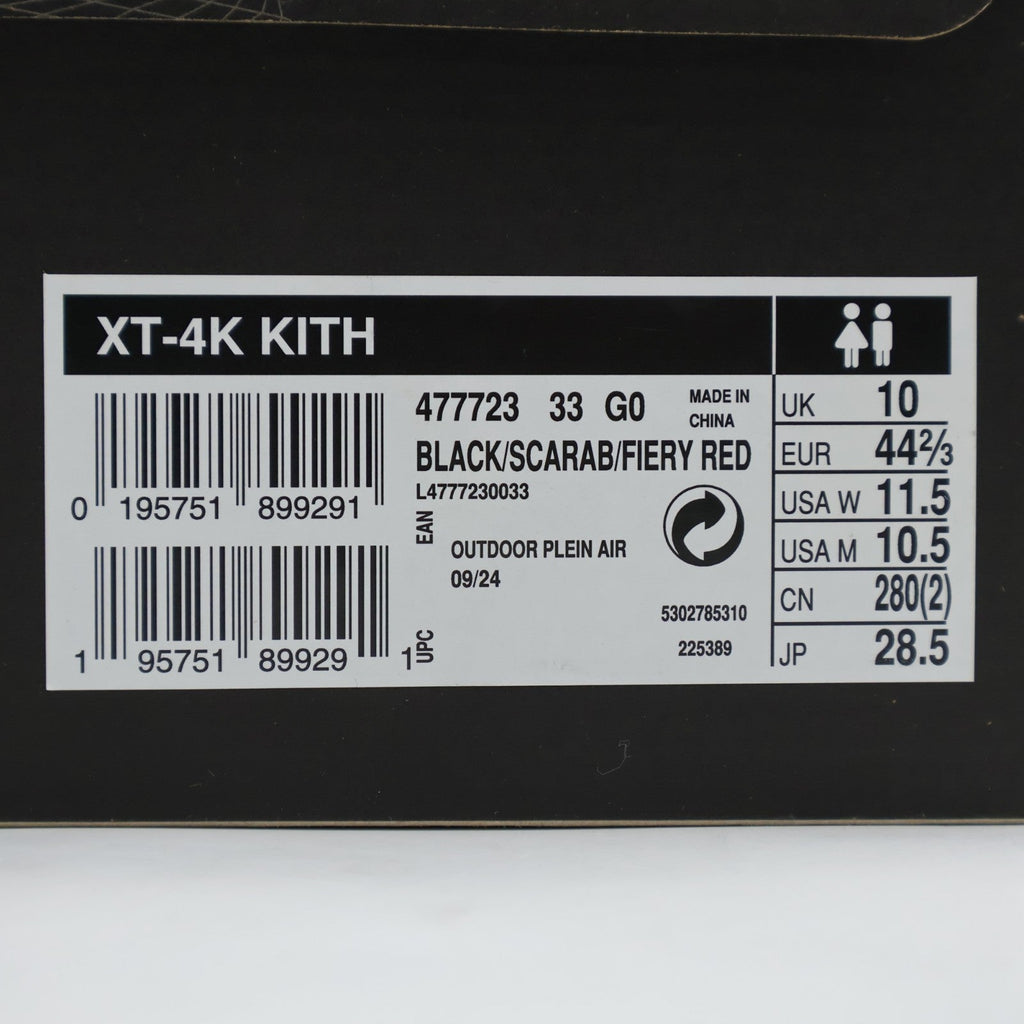 L47772300 KITH Salomon XT-4K Black Scarab Fiery Red (Men's)
