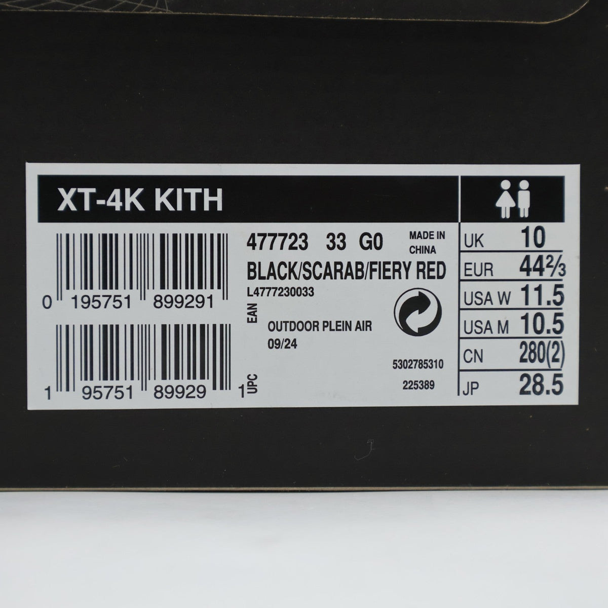 L47772300 KITH Salomon XT-4K Black Scarab Fiery Red (Men's)