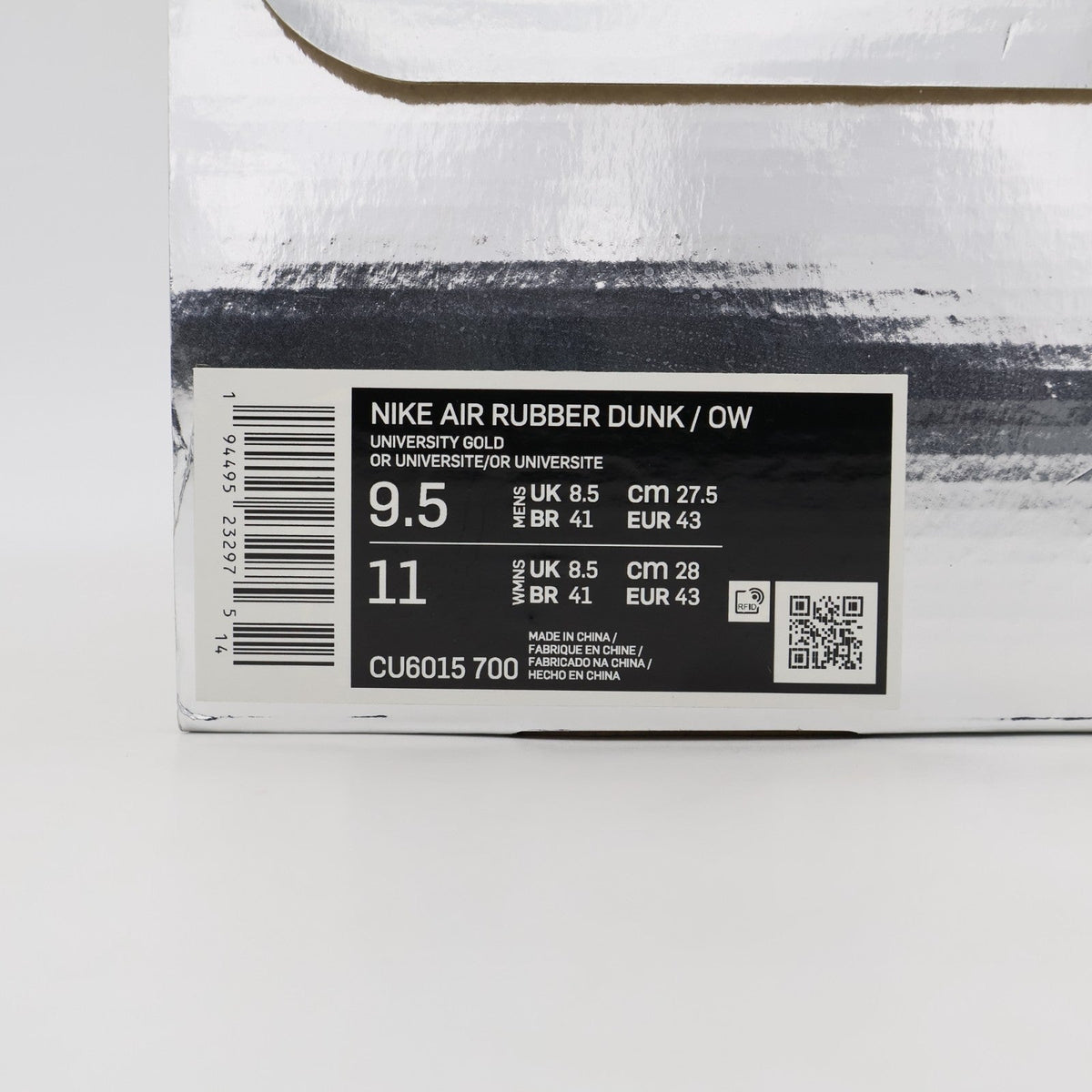 CU6015-700 Nike Air Rubber Dunk Off-White University Gold Yellow Black (Men's)