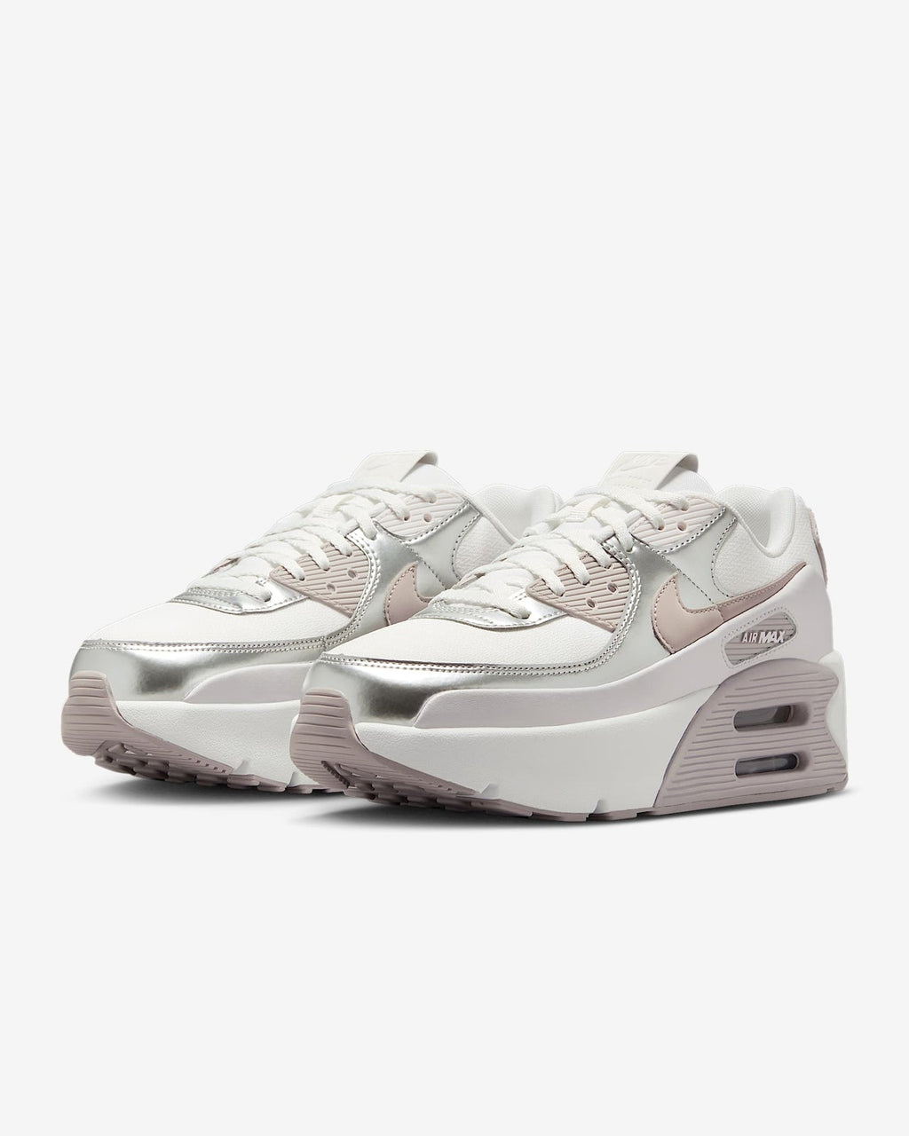 IB0170-101 Nike Air Max 90 LV8 Summit White Vast Grey Metallic (Women's)