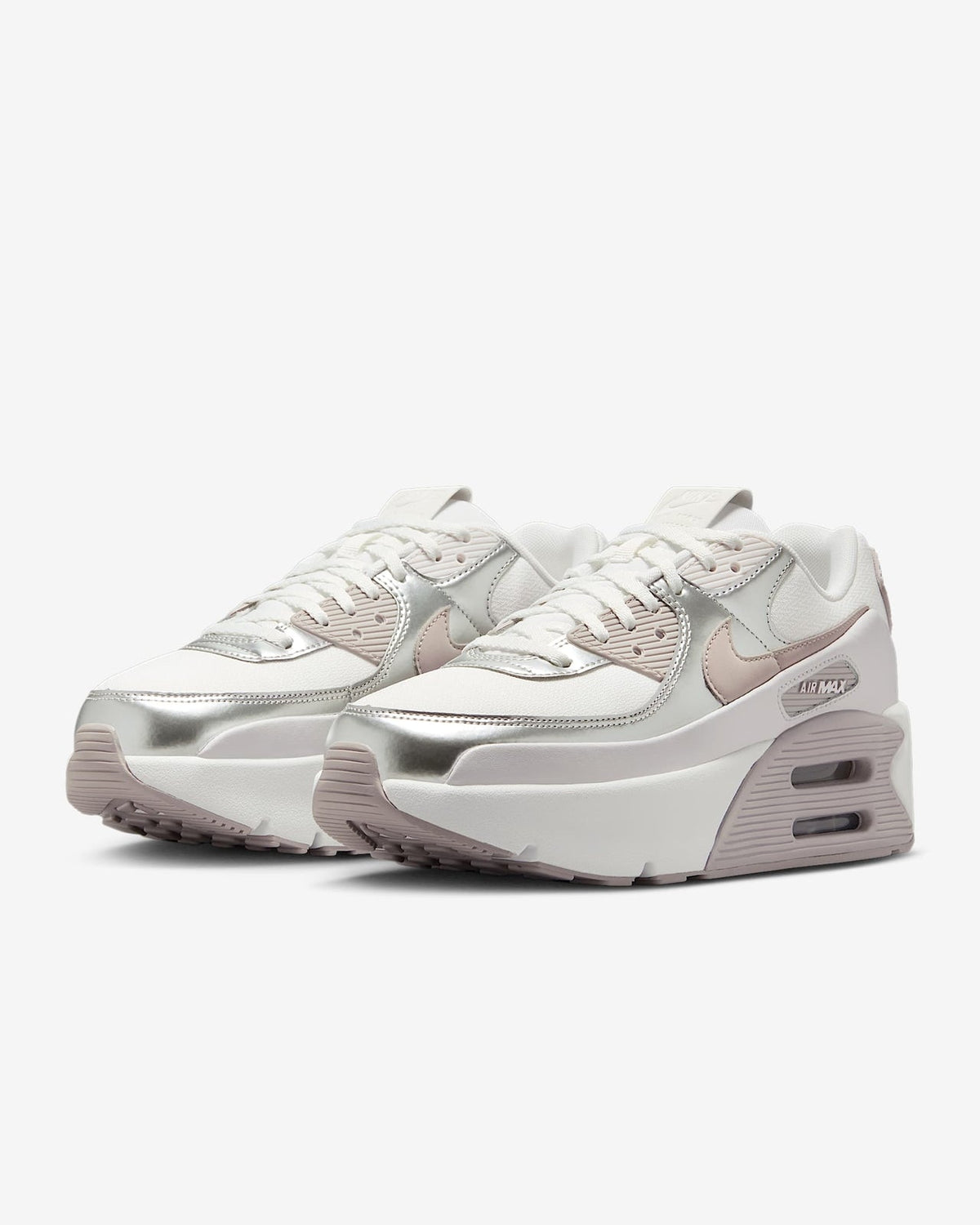 IB0170-101 Nike Air Max 90 LV8 Summit White Vast Grey Metallic (Women's)