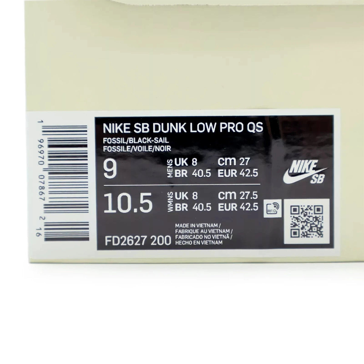 FD2627-200 Albino & Preto Nike SB Dunk Low Pro Pearl White Fossil Sail (Men's)