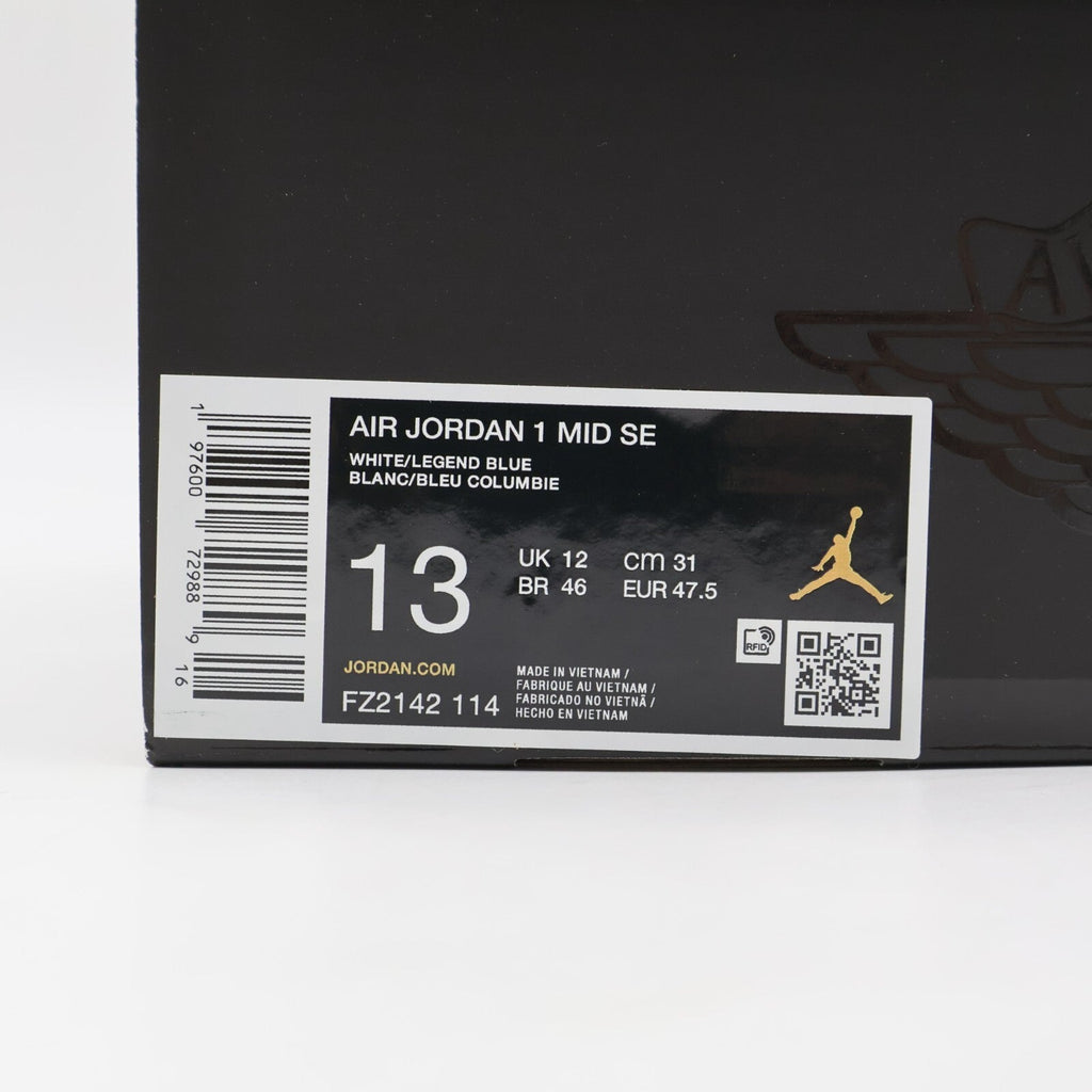 FZ2142-114 Nike Air Jordan 1 Mid White Legend Blue (Men's)