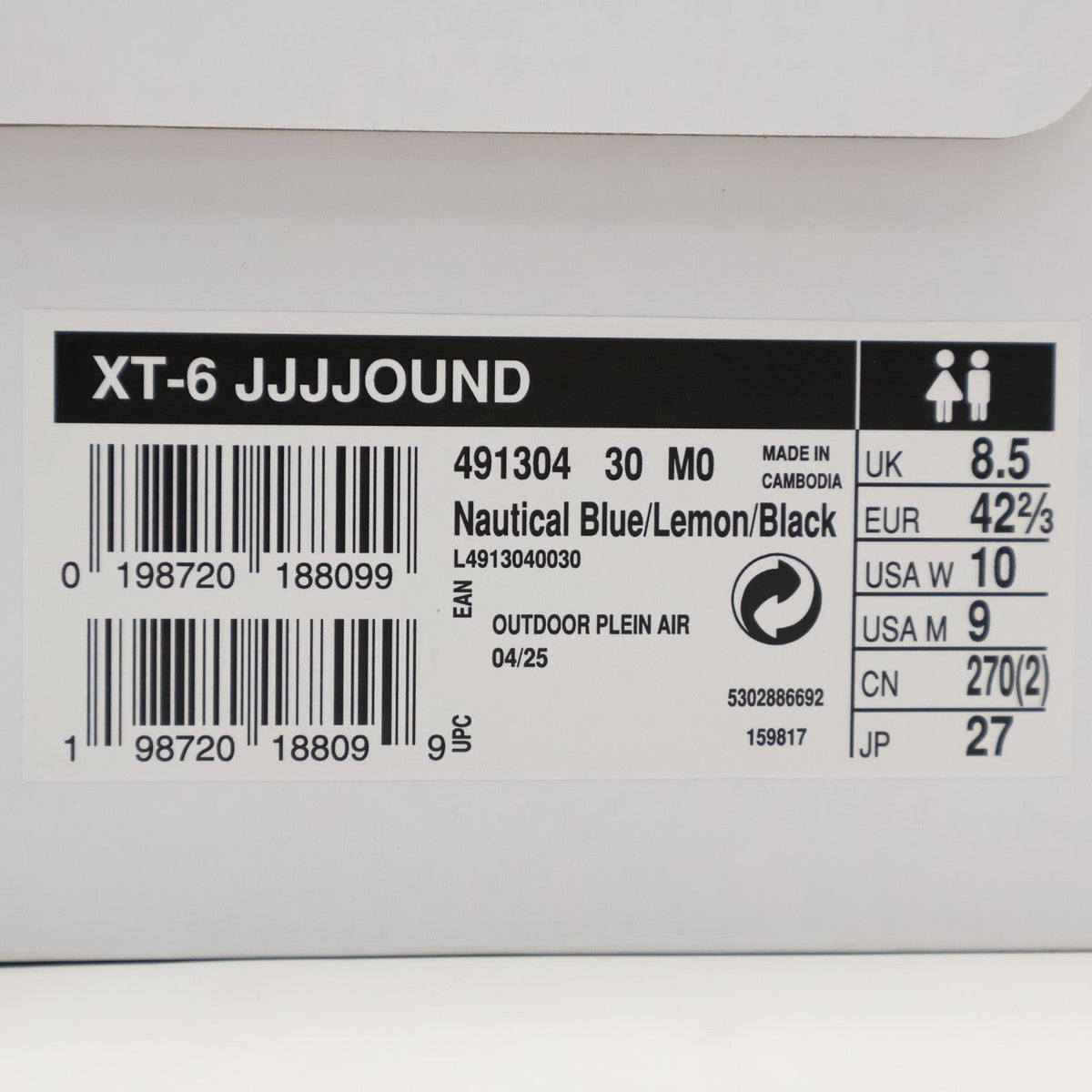 L49130400 JJJJound Salomon XT-6 Nautical Blue Lemon Black (Men's)