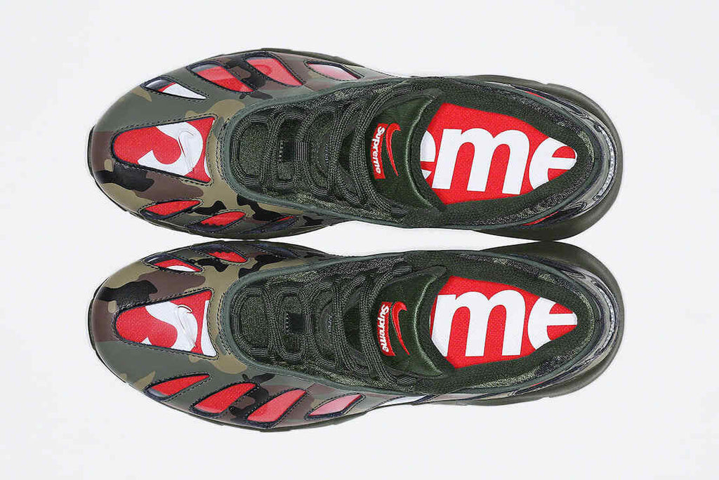 CV7652-300 Nike Air Max 96 Supreme Camo Dark Army Speed Red Clear (Men's)