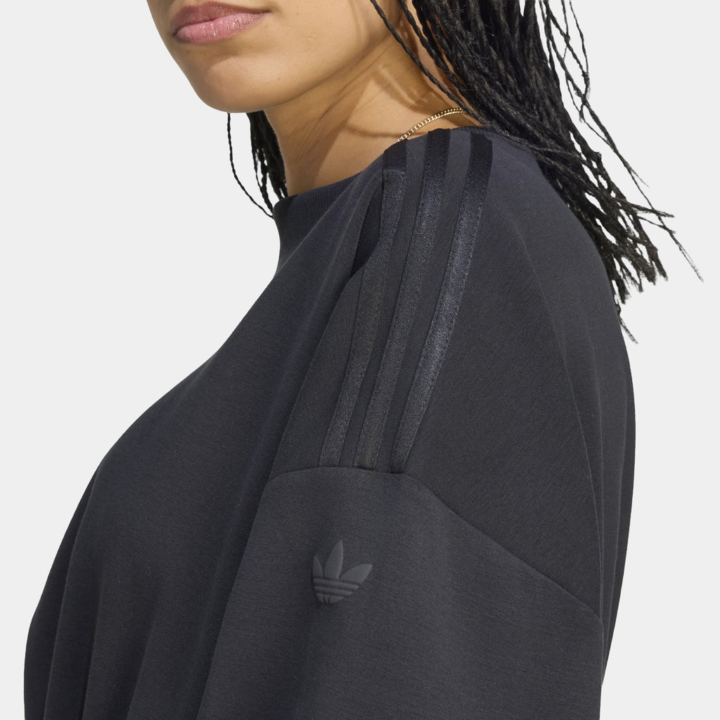 Oversized Fleece Womens Crewneck (Black)