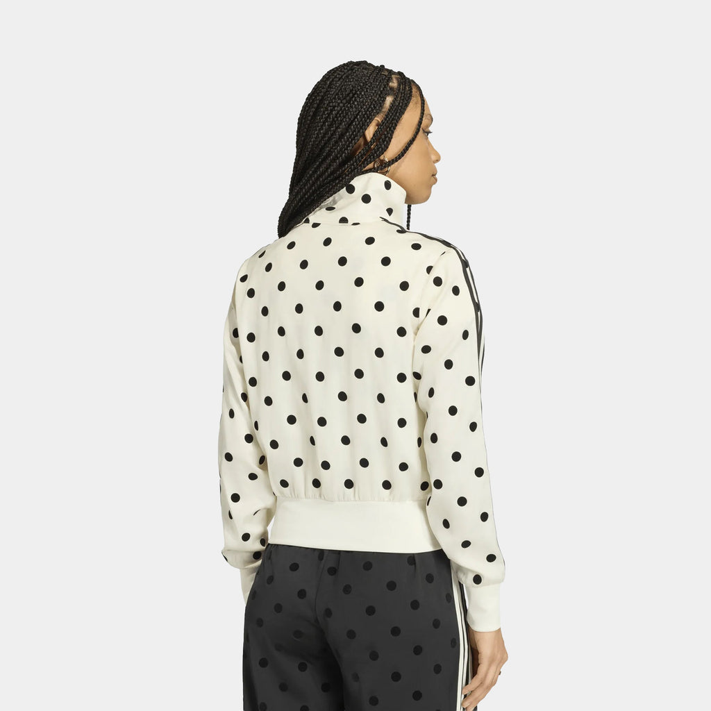 Satin Polka Dots Track Womens Jacket (Off White)