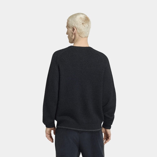 3 Stripes Fluffy Knit Mens Crewneck (Black)