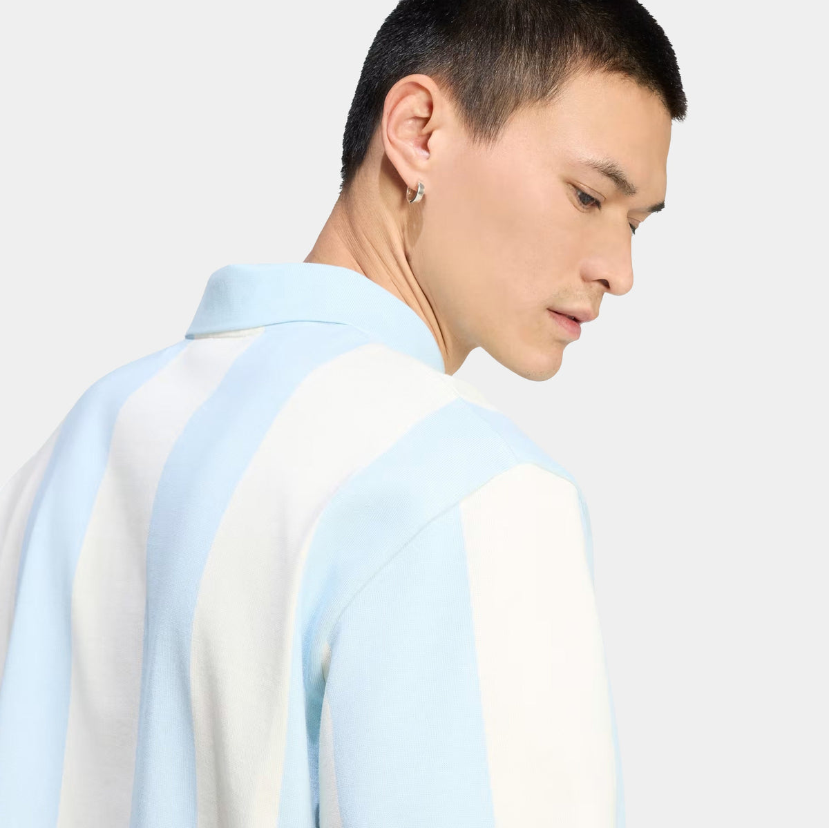 Originals Graphic Polo Mens Long Sleeve SHirt (Ice Blue/Cream White)