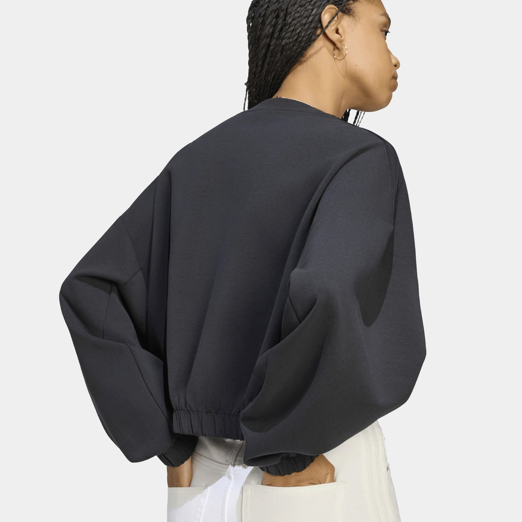 Oversized Fleece Womens Crewneck (Black)