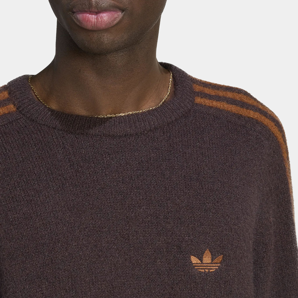 3 Stripes Fluffy Knit Mens Crewneck (Aurora Coffee)