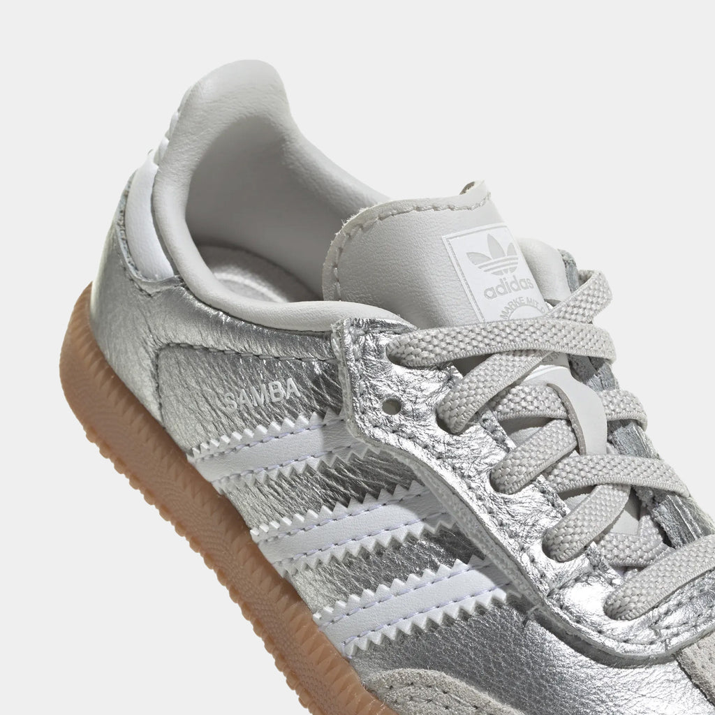 Samba OG Comfort Closure Elastic Lace Infant Toddler Lifestyle Shoes (Silver Metallic/Cloud White/Gum)