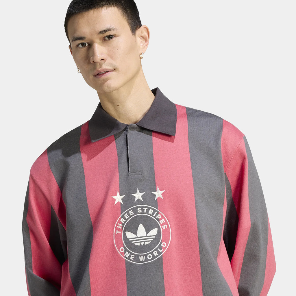 Originals Graphic Polo Mens Long Sleeve Shirt (Utility black/Pure Ruby)