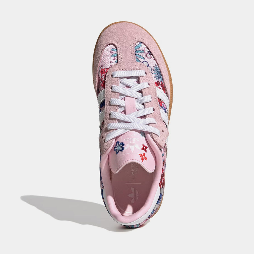 Liberty London Samba OG Comfort Closure Elastic Lace Preschool Lifestyle Shoes (Clear Pink/Cloud White/Gum)