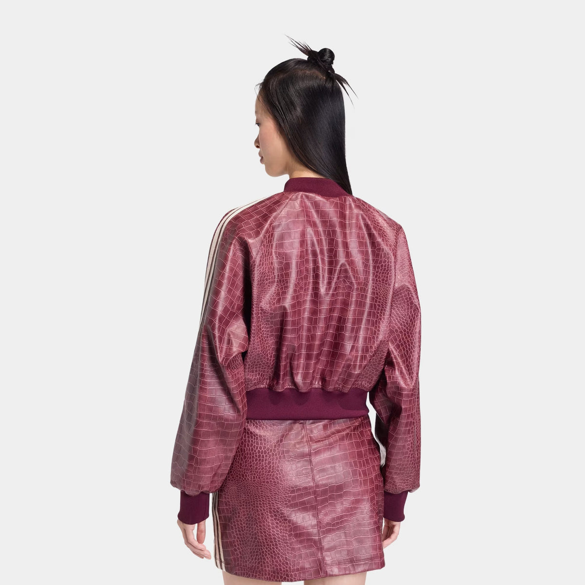 Pleather Snakeskin Womens Jacket (Maroon)
