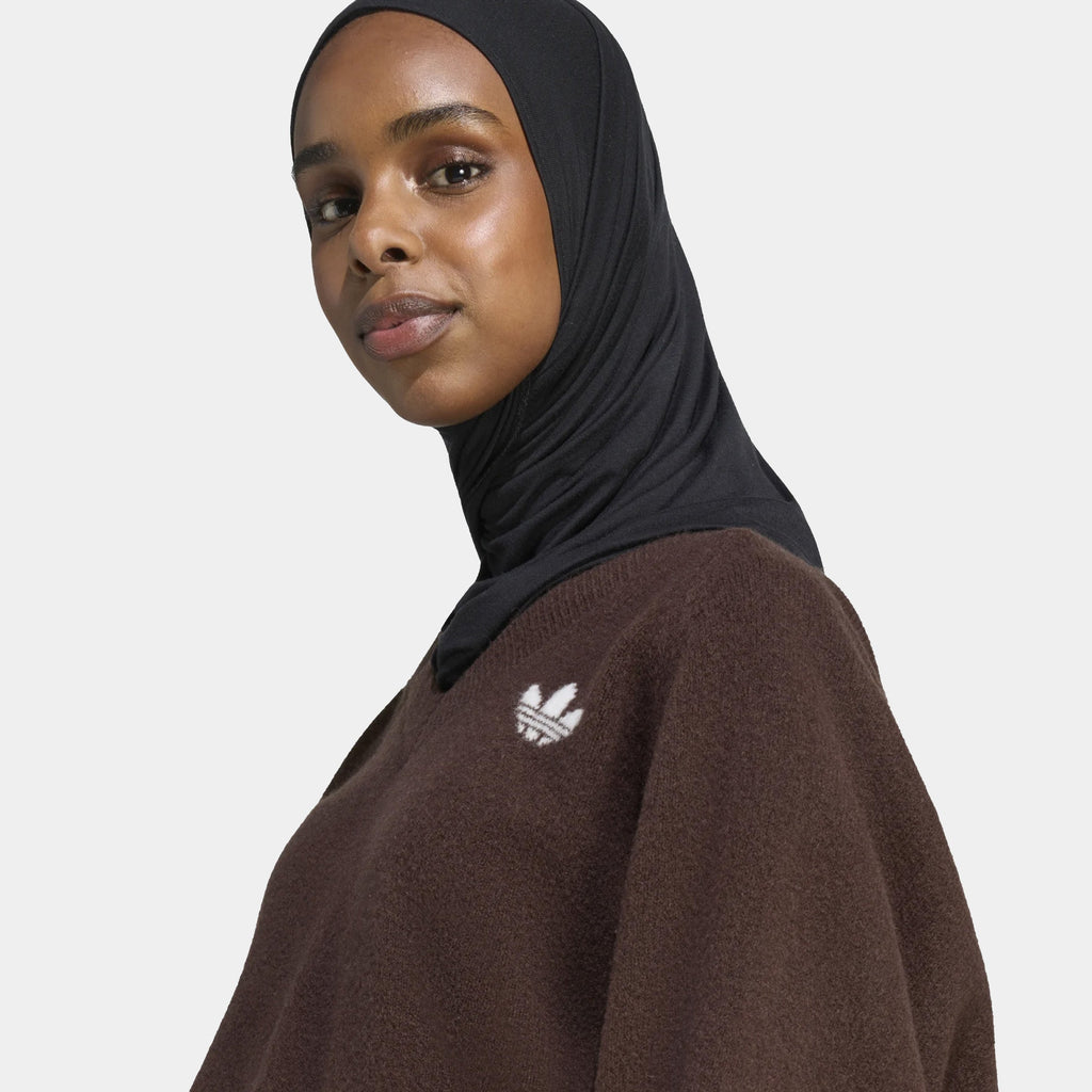 Essentials Knit V Neck Long Sleeve Womens Sweatshirt (Aurora Coffee)