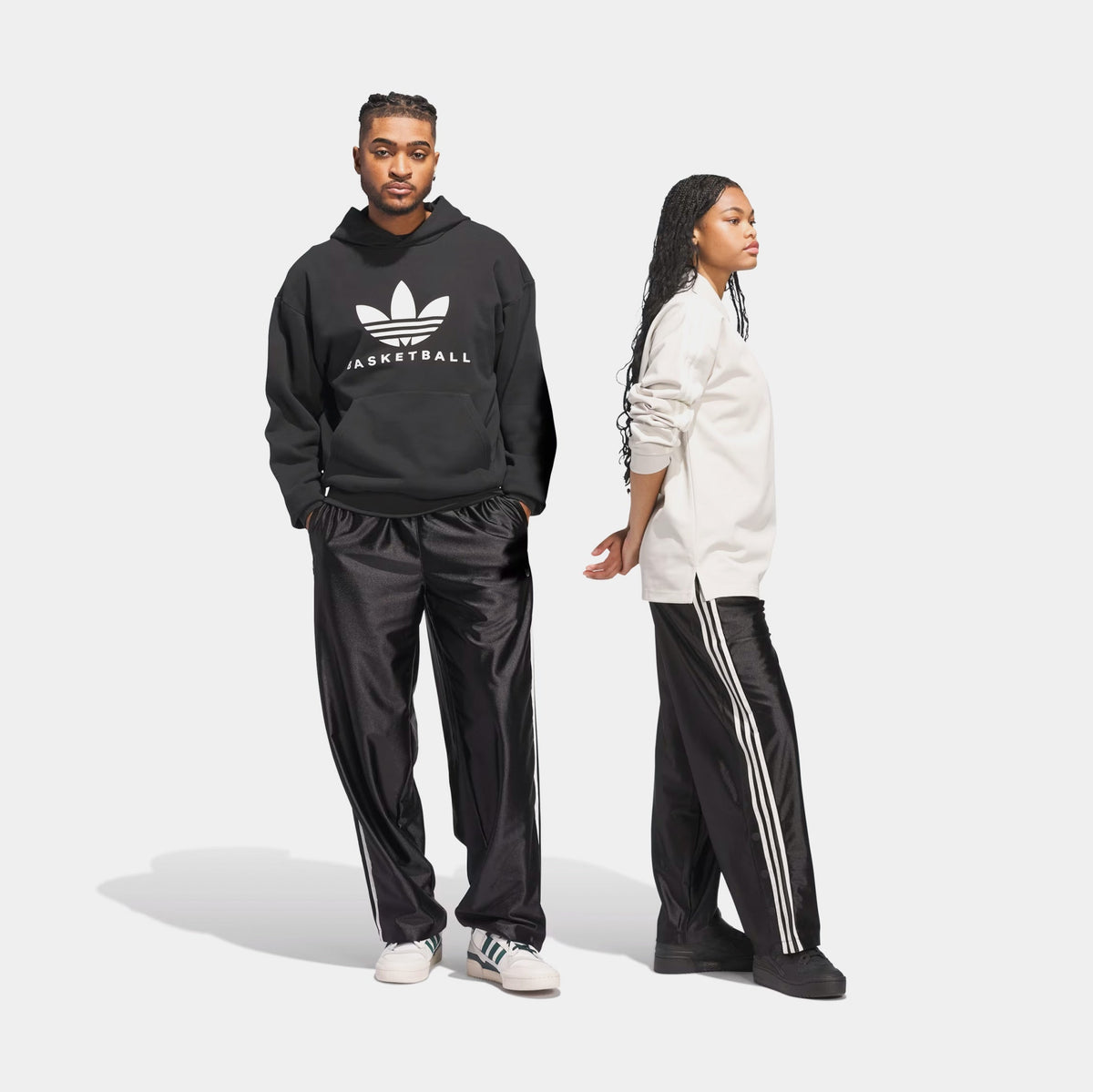 Basketball Tear Away Track Mens Pants (Black/Beige)
