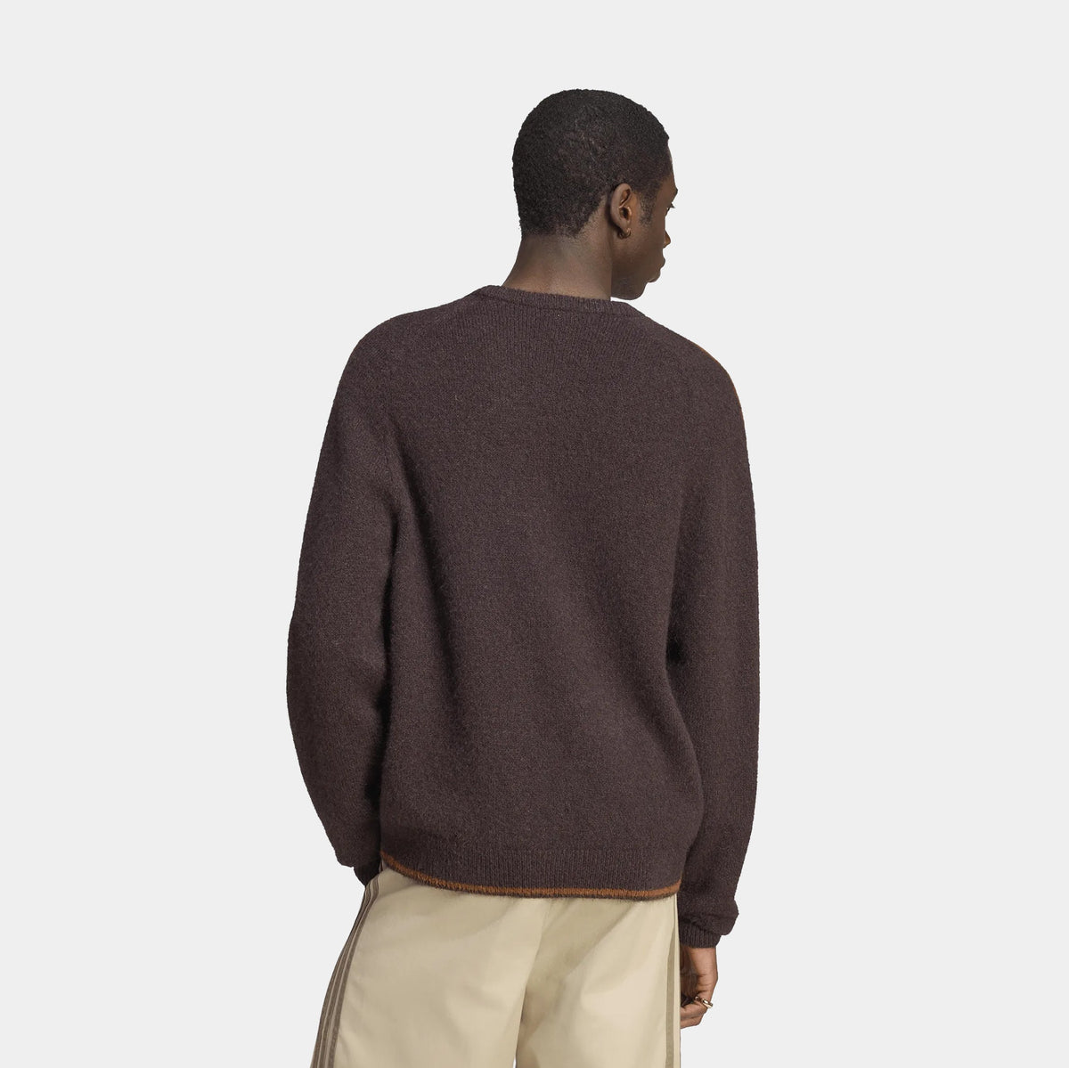 3 Stripes Fluffy Knit Mens Crewneck (Aurora Coffee)
