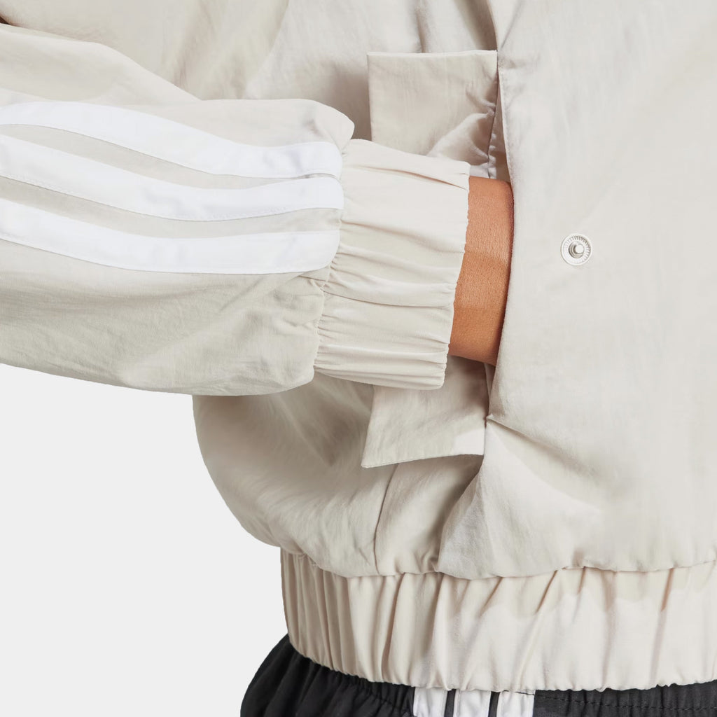 3 Stripes Woven Bomber Womens Jacket (Beige/White)