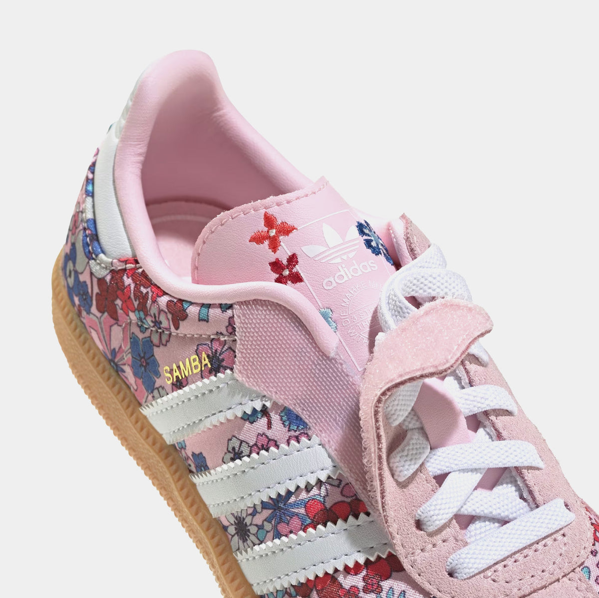 Liberty London Samba OG Comfort Closure Elastic Lace Preschool Lifestyle Shoes (Clear Pink/Cloud White/Gum)
