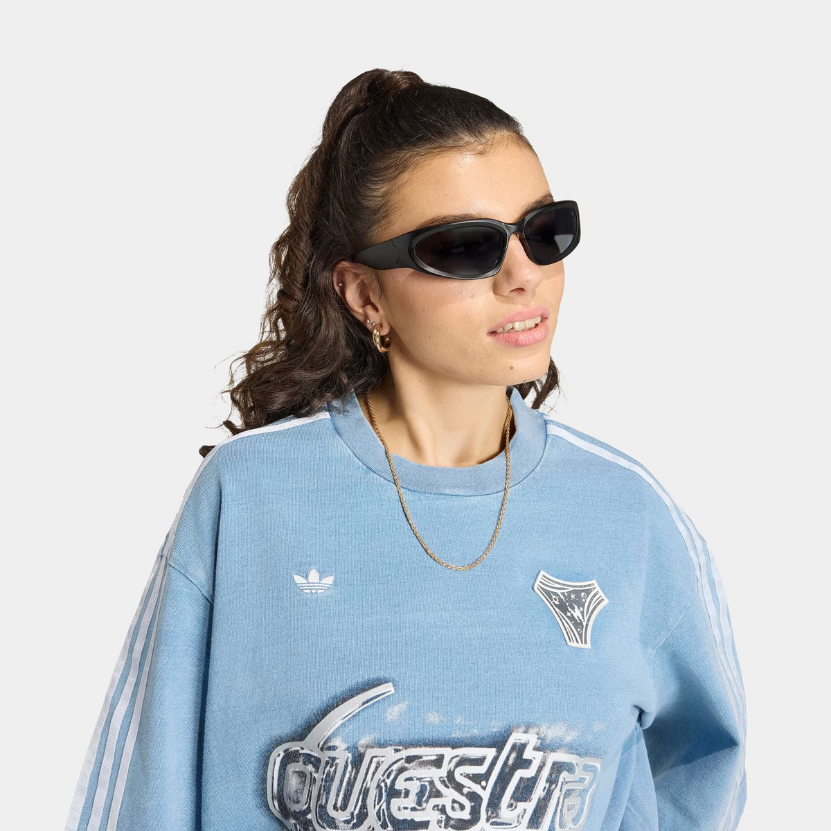 Adilenium Season 5 Oversized Denim Womens Short Sleeve Shirt (Light Blue)