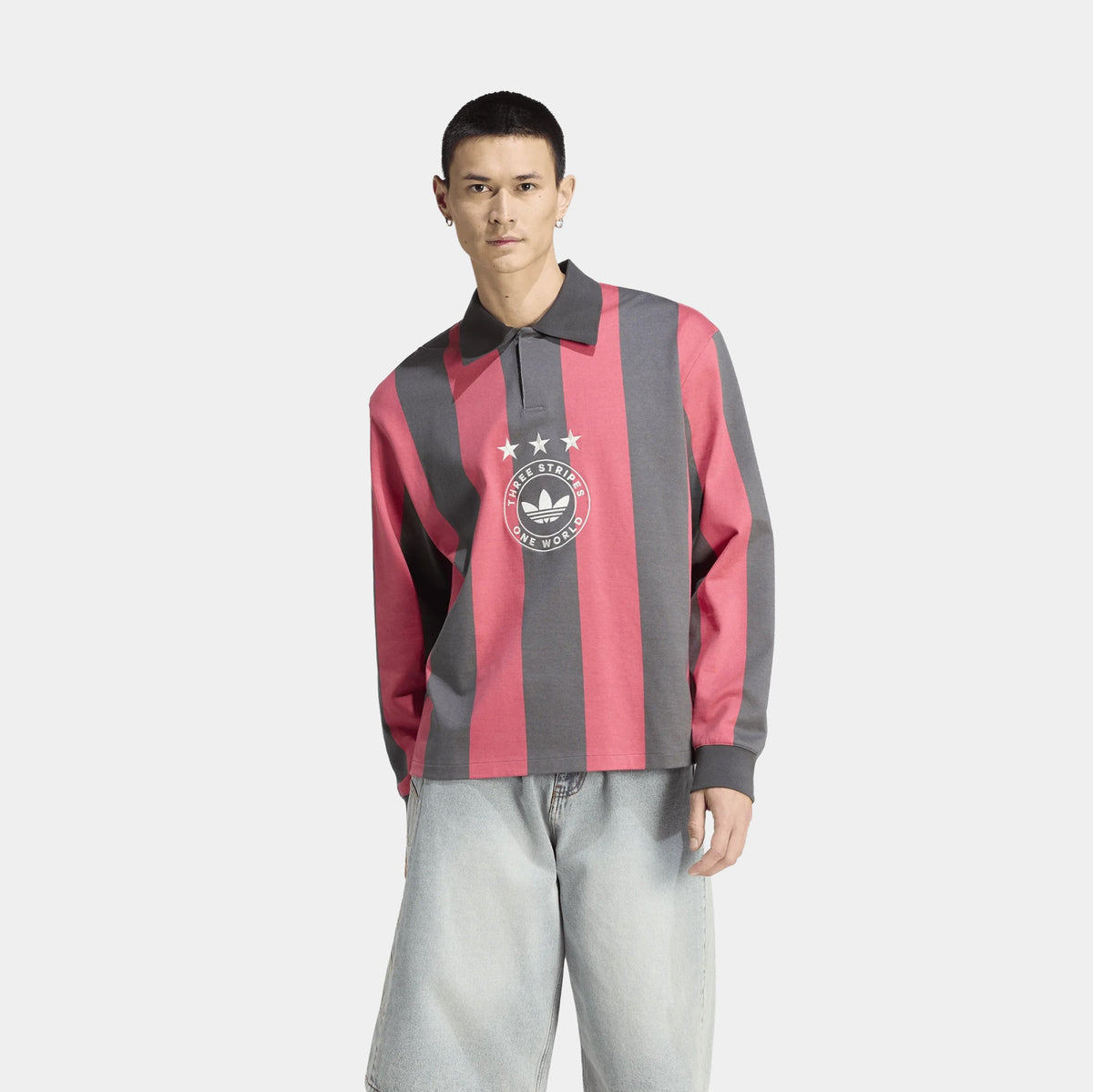Originals Graphic Polo Mens Long Sleeve Shirt (Utility black/Pure Ruby)
