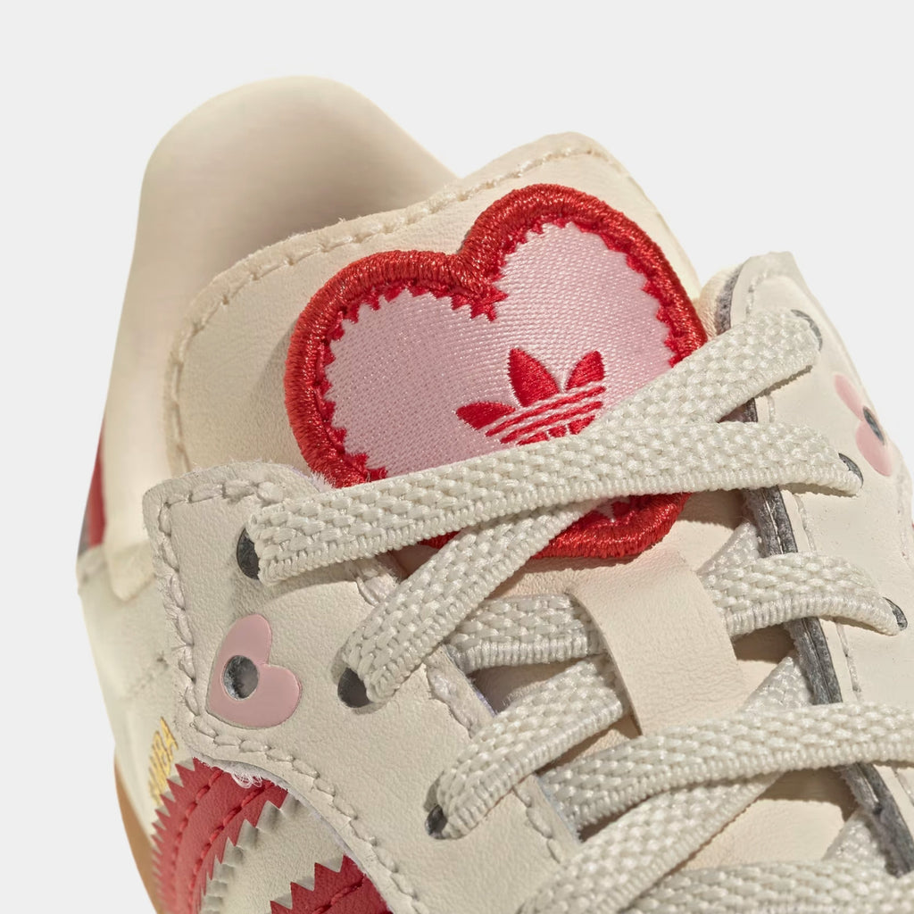 Samba OG Valentines Day Comfort Closure Elastic Laces Infant Toddler Lifestyle Shoes (Cream White/Better Scarlet/Gum)