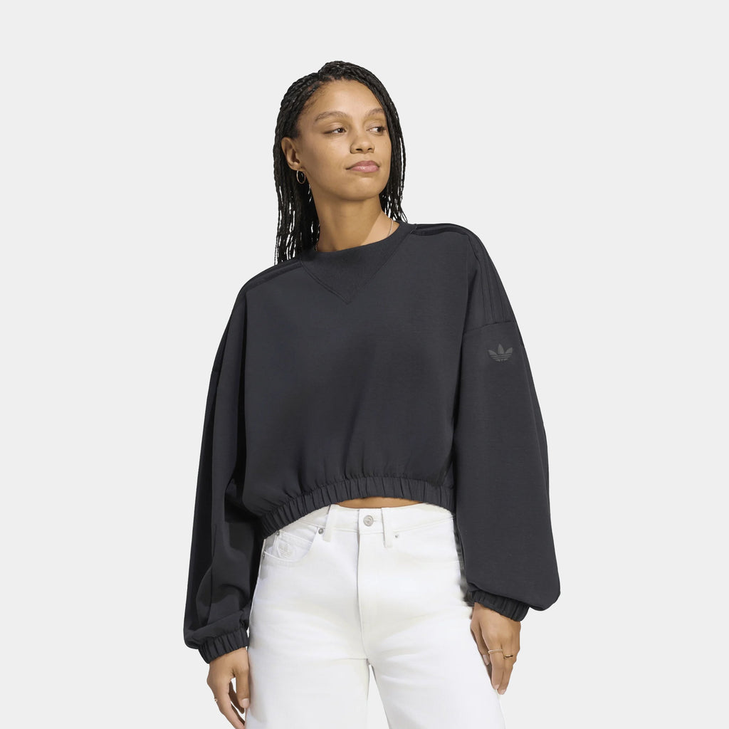 Oversized Fleece Womens Crewneck (Black)