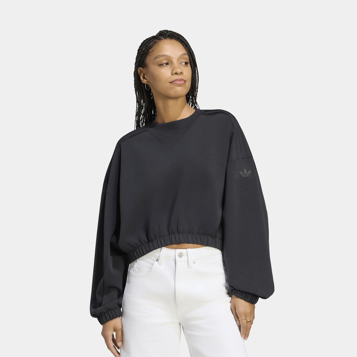 Oversized Fleece Womens Crewneck (Black)