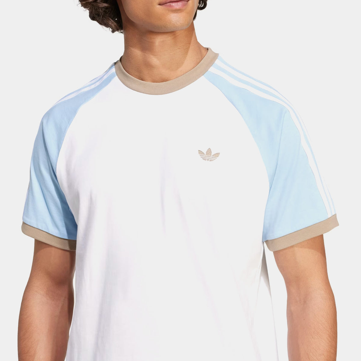 Original Cali 3 Stripes Mens Short Sleeve Shirt (White/Clear Sky/Blanch Cargo)